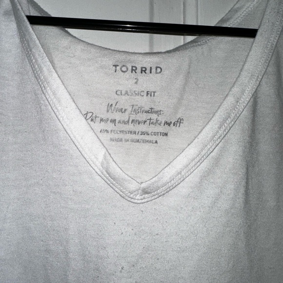 Torrid Classic Fit White V-Neck Tee - Picture 2 of 2